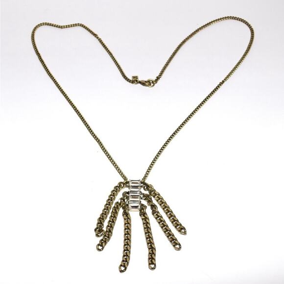BANANA REPUBLIC Baguette Long Dangling Chain Pendant Necklace Classic Retro - Picture 1 of 12